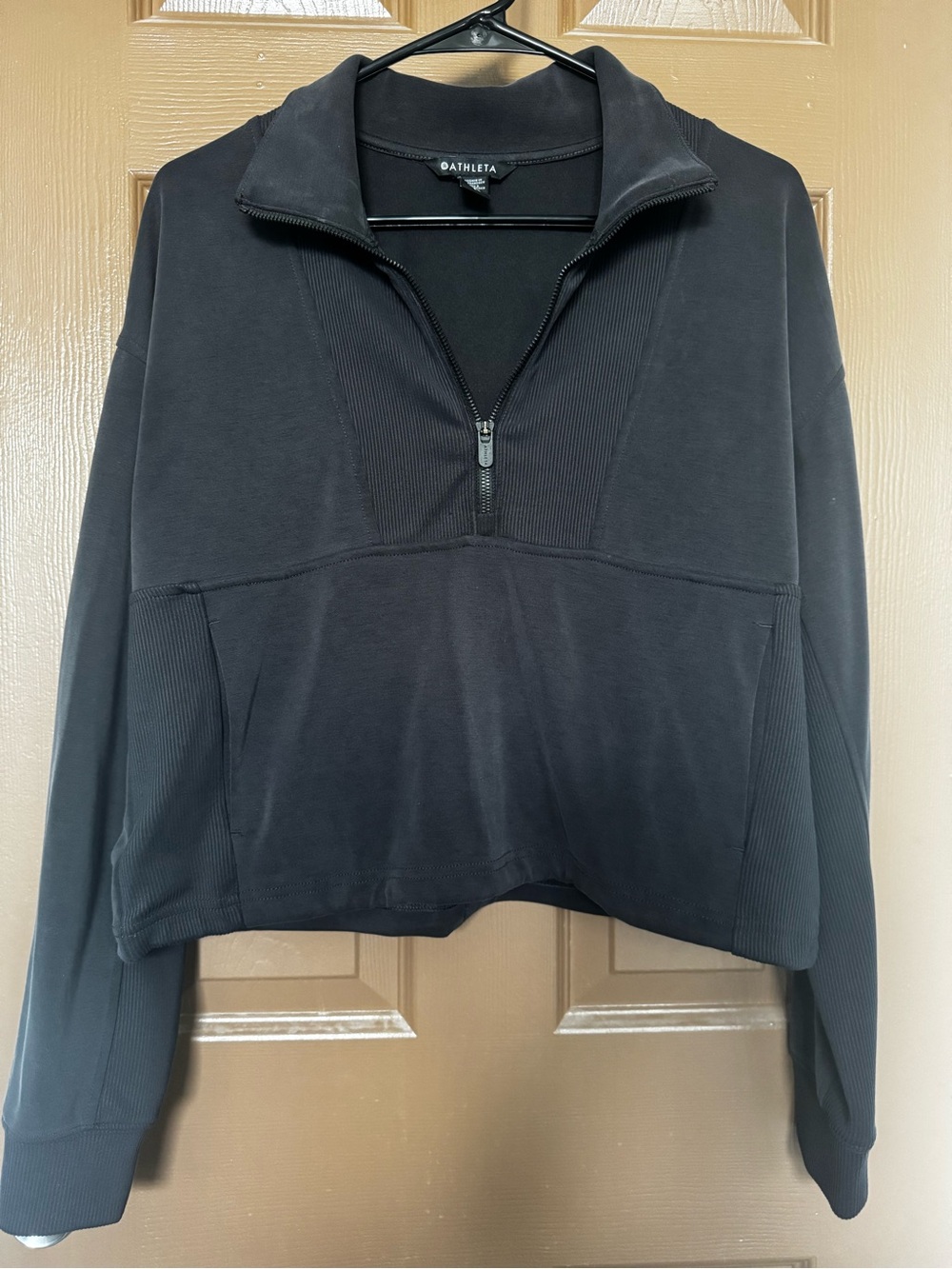 Athleta Dark Gray Quarter-Zip Pullover